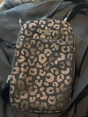 kate spade Black and Gold Leopard Crossbody Bag